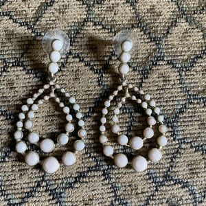 Anthropologie Cream Beaded Earrings